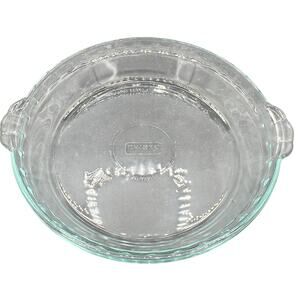 🍰 Pyrex Clear Glass Round Baking Dish w/ Handles Retro Kitchenware Casserole